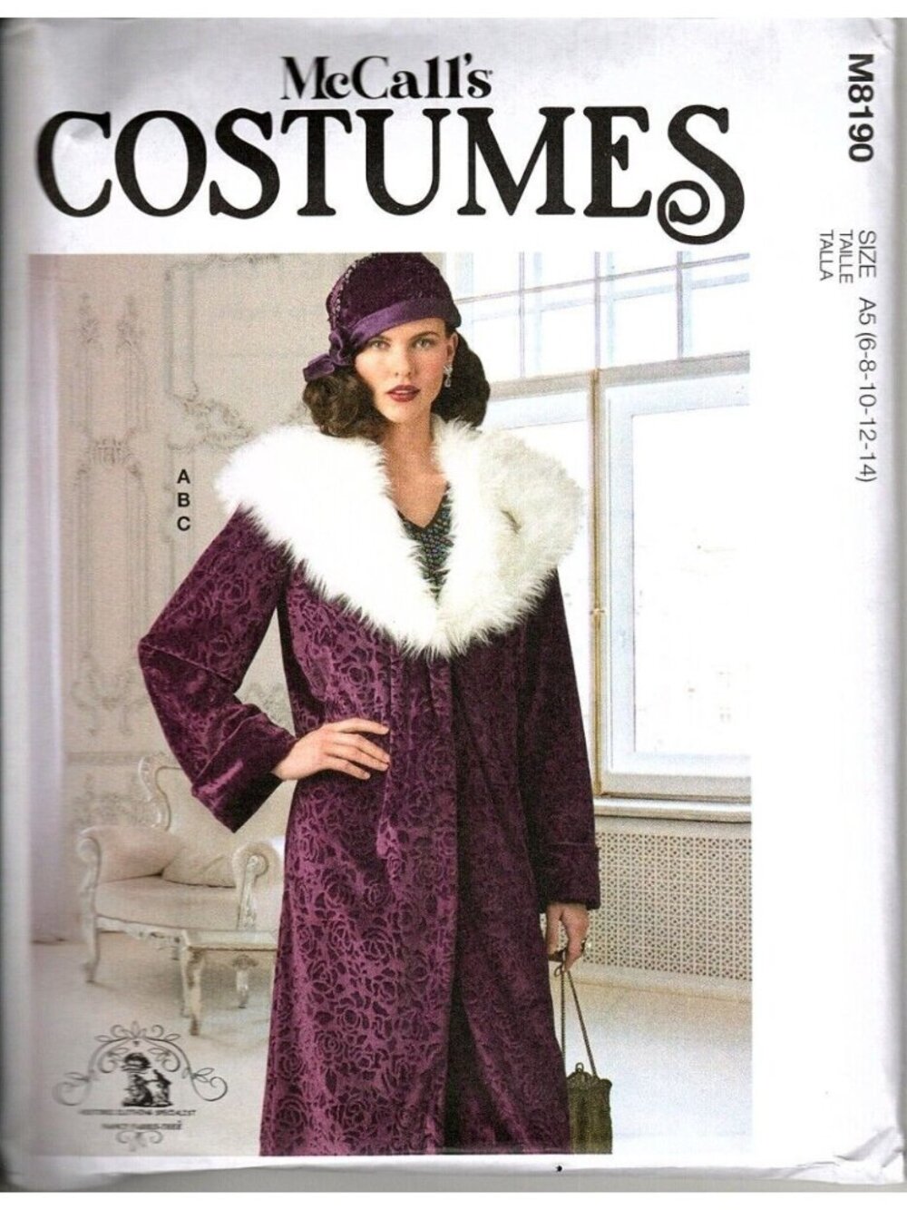 McCalls M8190 Misses 6-14 1920 Flapper Coat Evening Dress Costume Sewing Pattern
